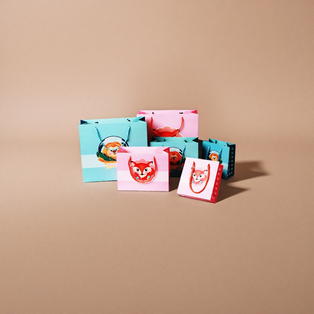 Colorful cartoon gift bags with multiple patterns to choose from are portable hand-held packaging bags Specification image