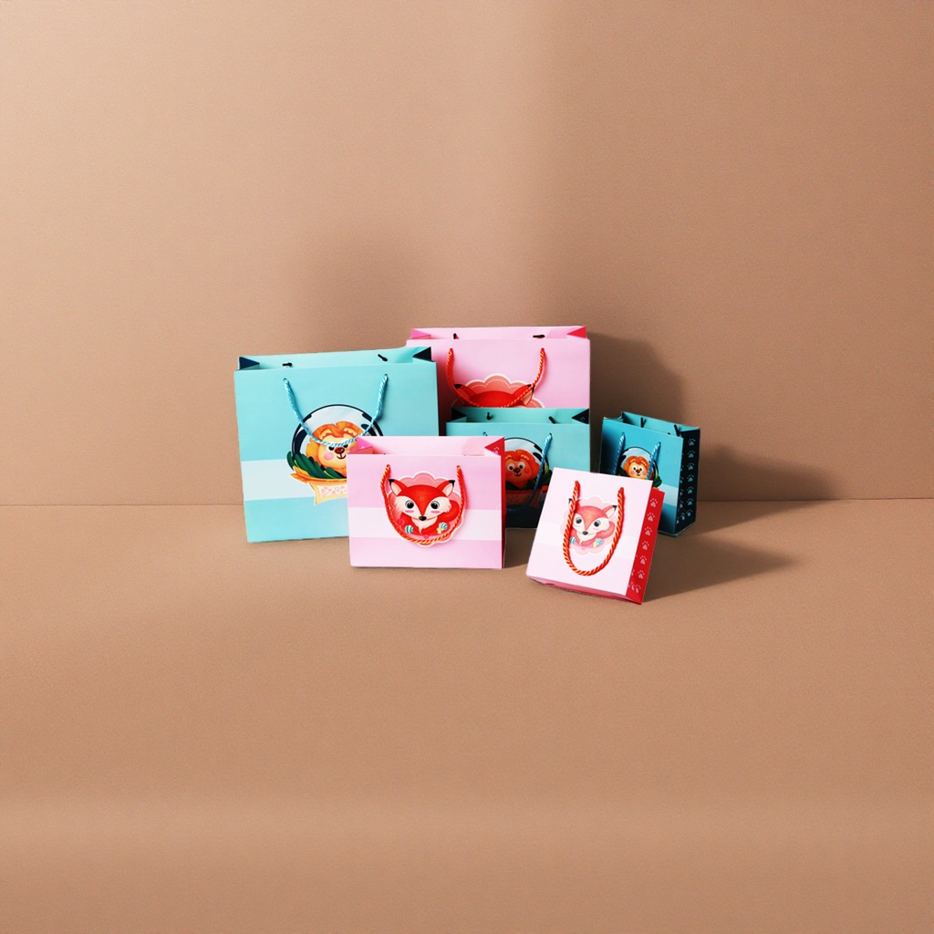 Colorful cartoon gift bags with multiple patterns to choose from are portable hand-held packaging bags