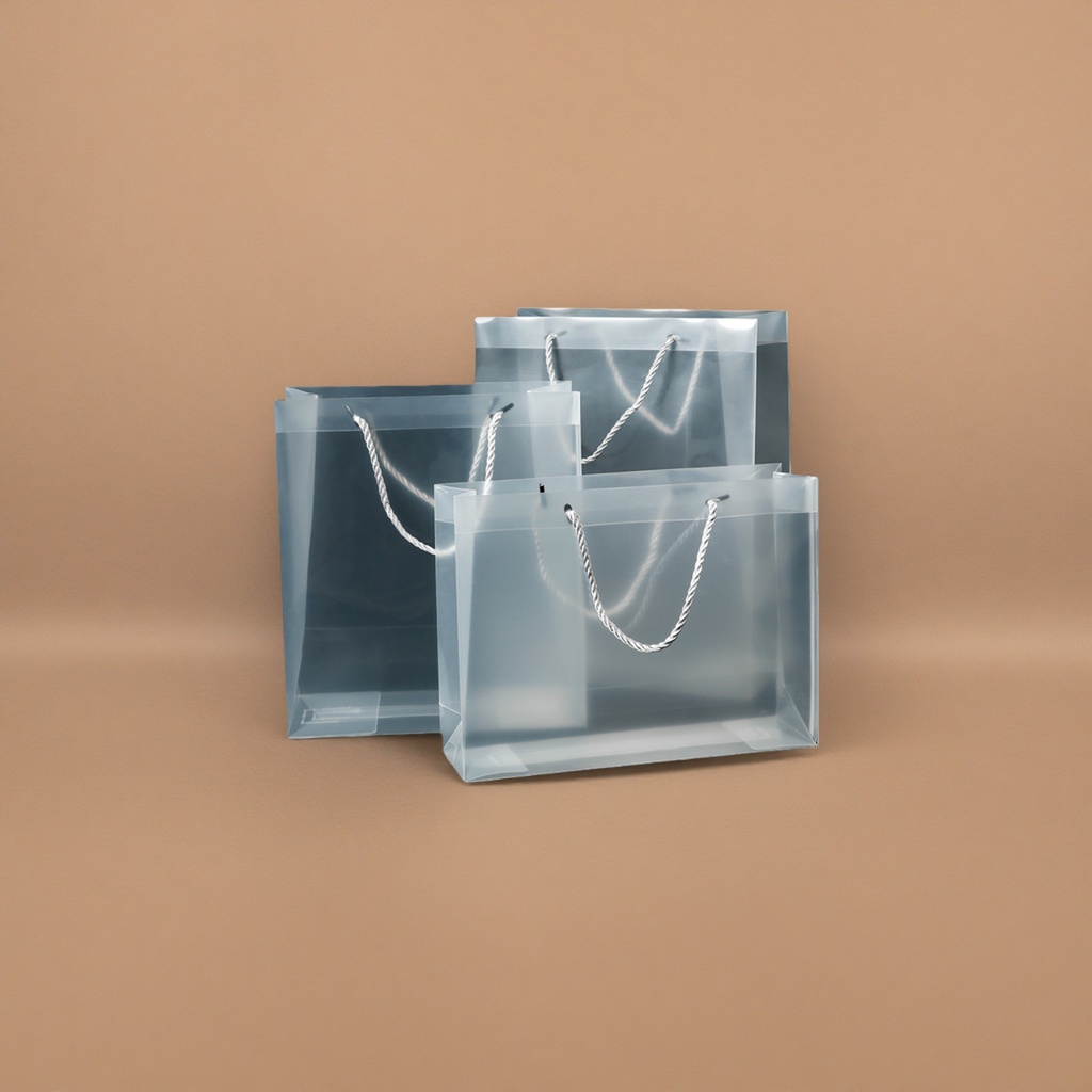 The transparent handbag is simple, fashionable, eco-friendly shopping bag with large capacity, light weight and durability details Picture