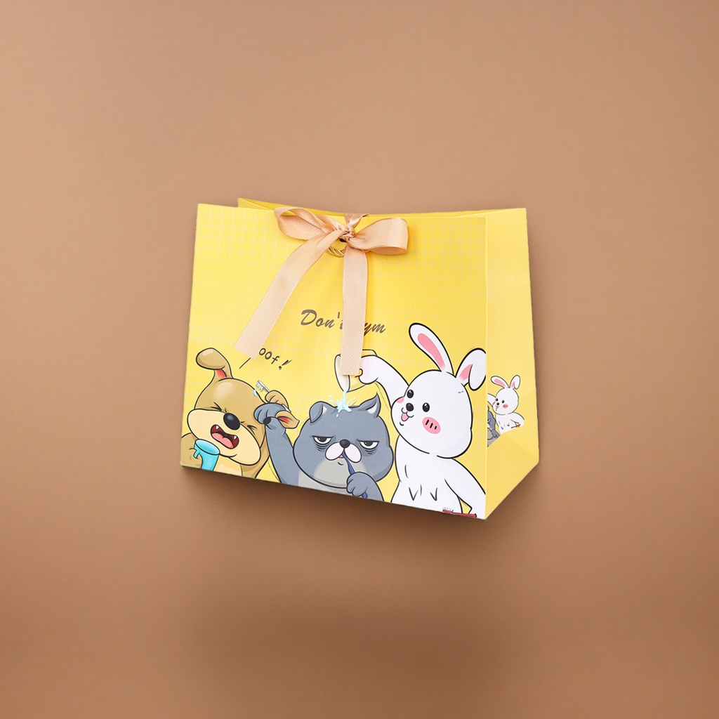 Yellow cartoon gift bags, large handbags, wedding and birthday party packaging bags details Picture