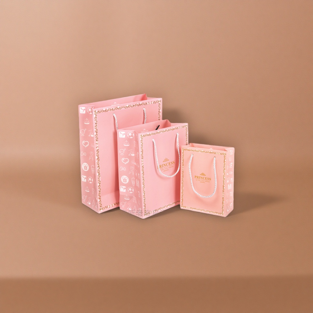Pink gift bag, fashionable and simple hand-held paper bag, universal for festival and birthday packaging bags Application Scenario