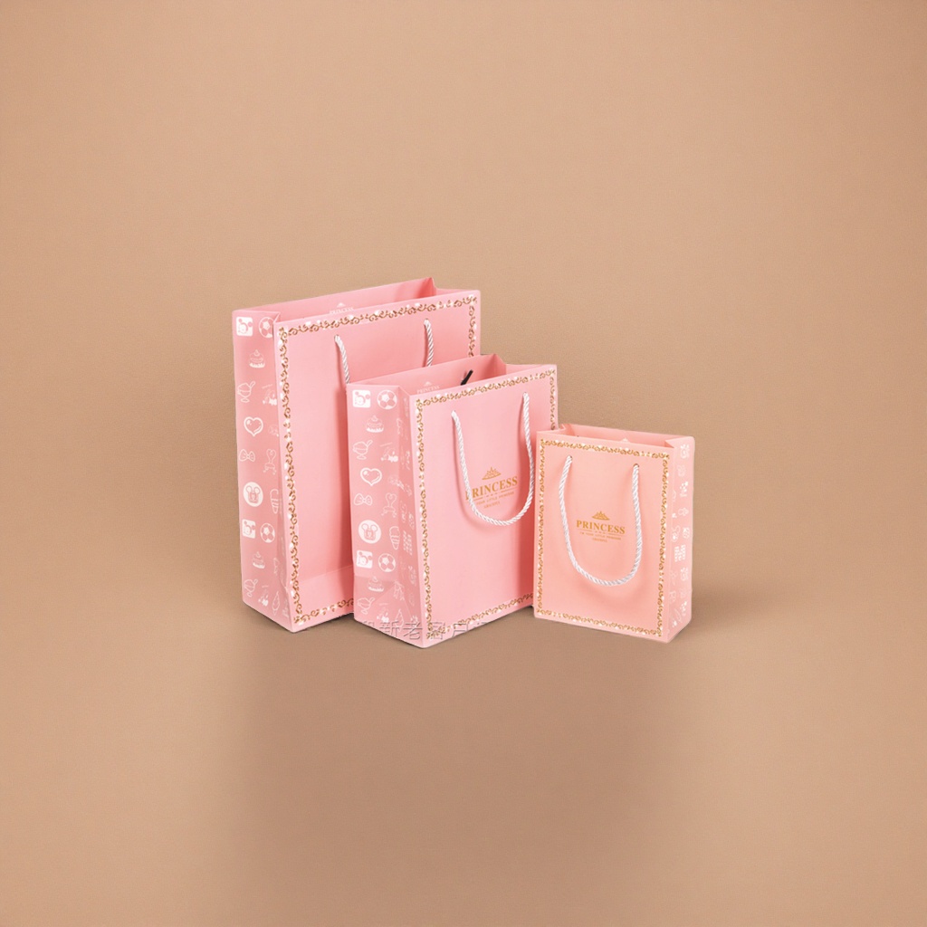 Pink gift bag, fashionable and simple hand-held paper bag, universal for festival and birthday packaging bags Specification image