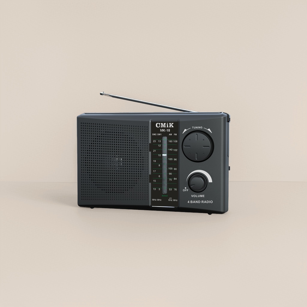 Black portable radio, ultra-thin mini FM radio, battery-powered walkman details Picture