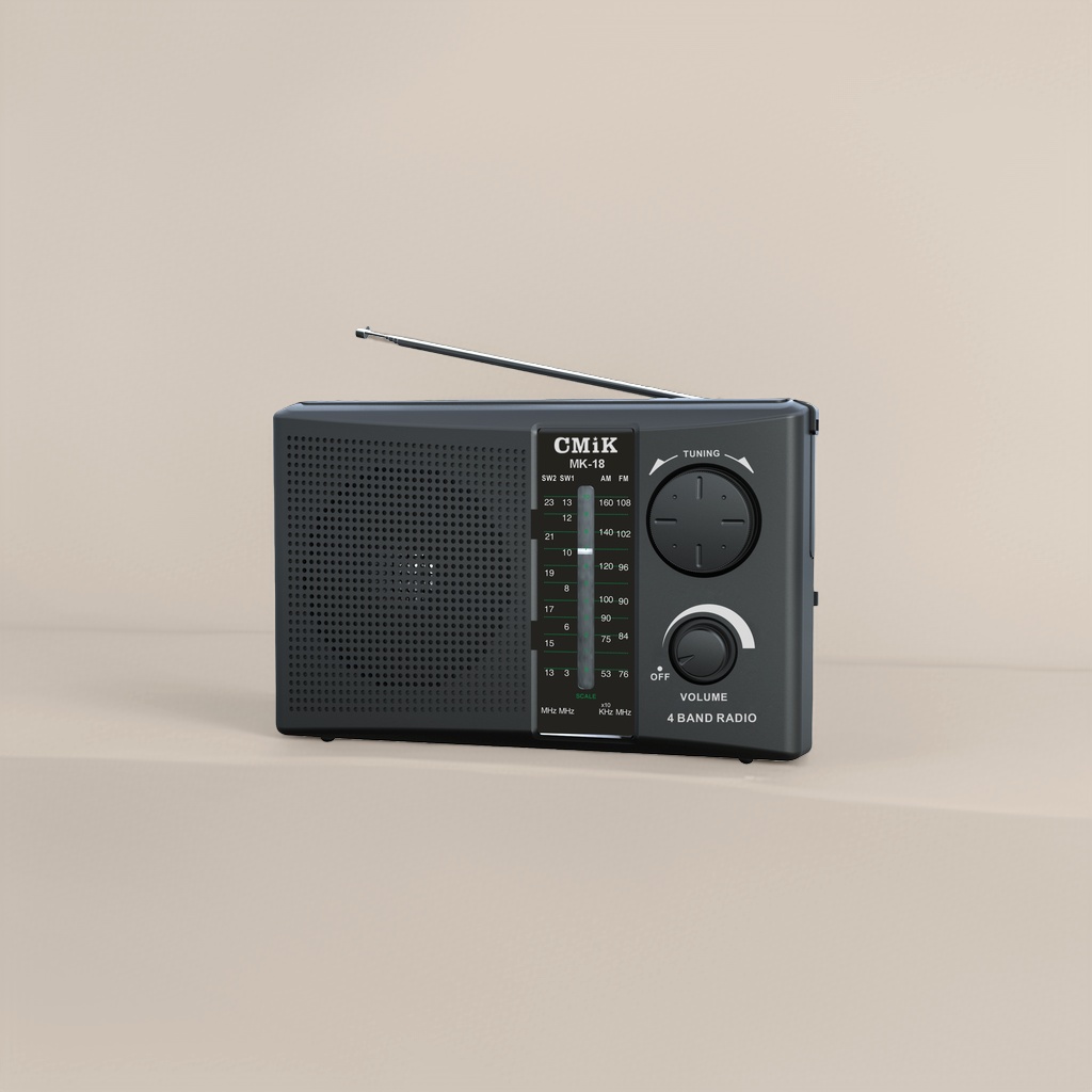 Black portable radio, ultra-thin mini FM radio, battery-powered walkman Application Scenario
