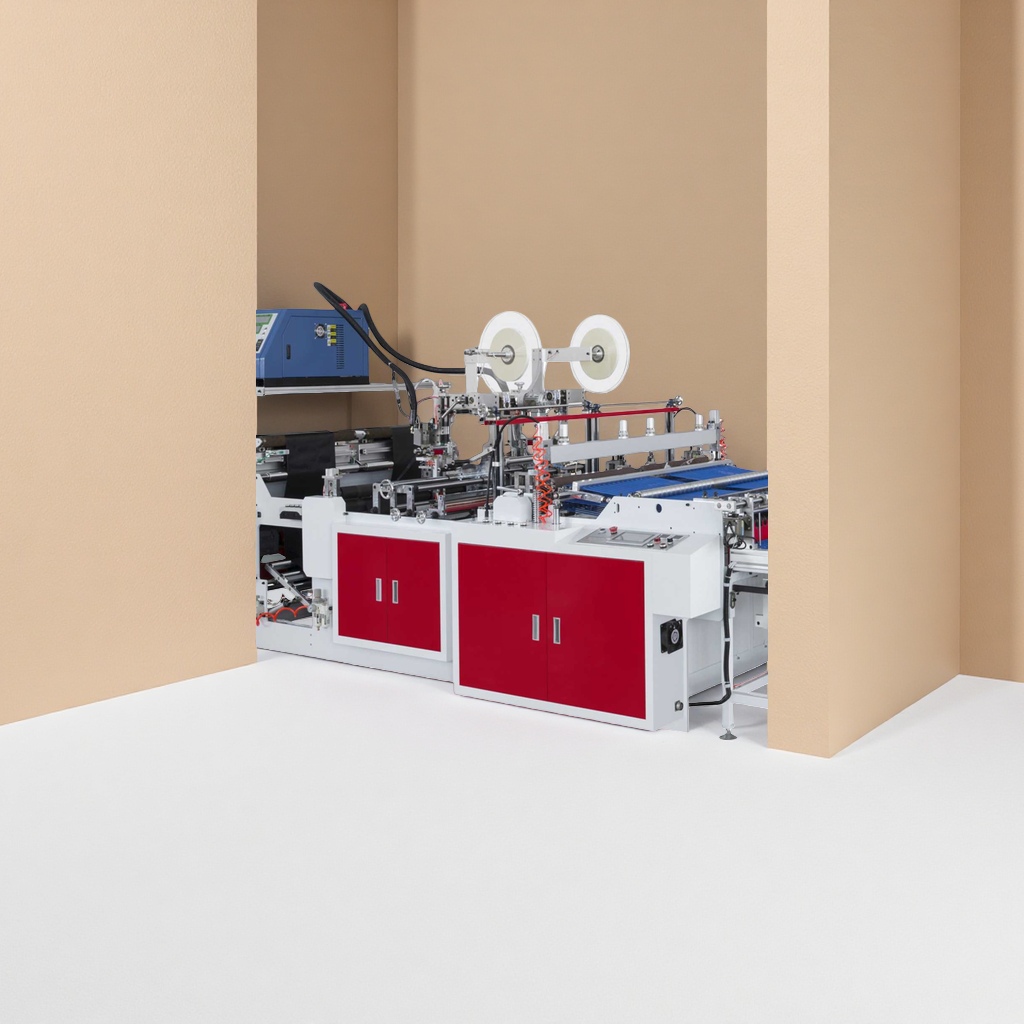 Red and white industrial bag-making machine, fully automatic vertical packaging machine