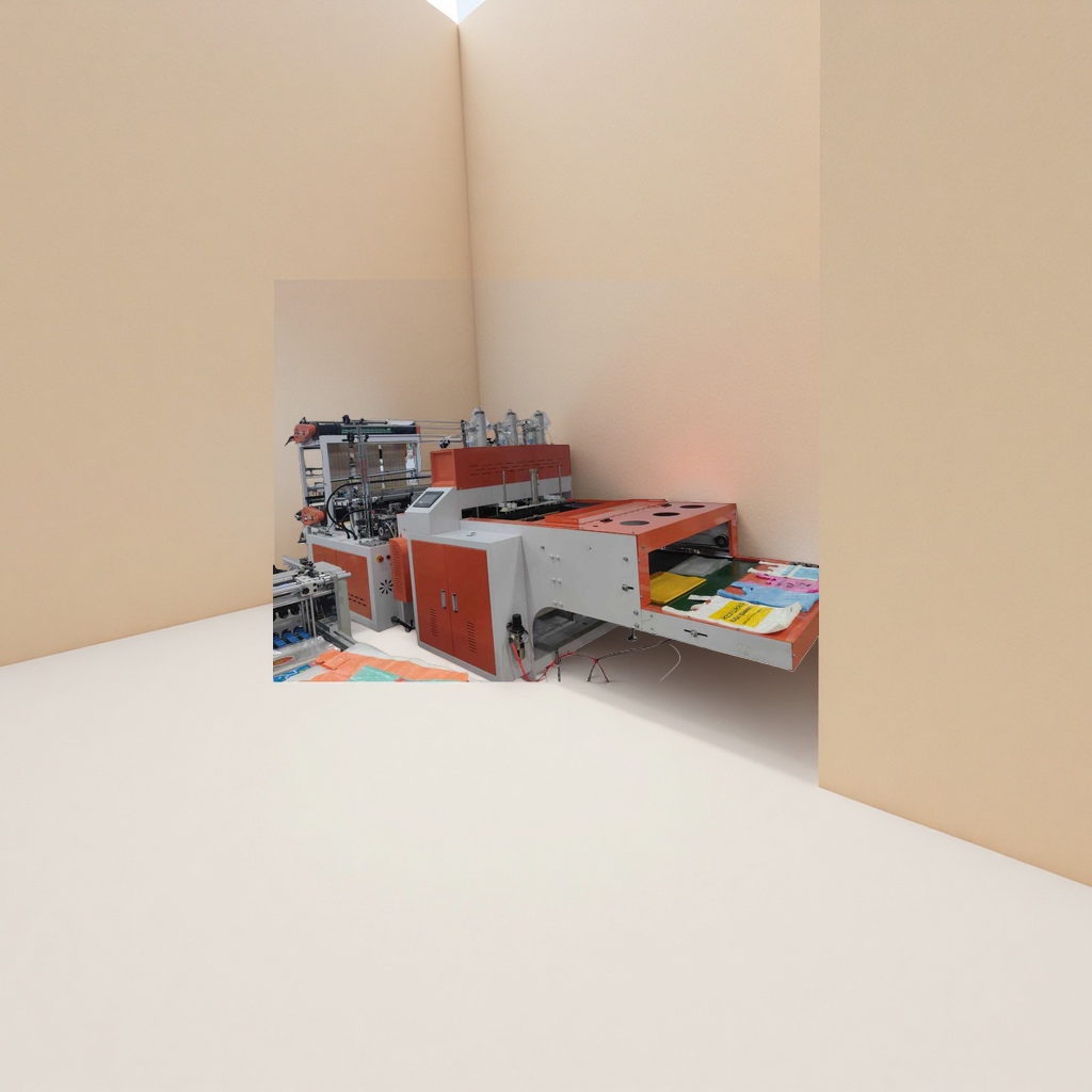 Orange and white striped plastic bag printing and packaging machine, automatic bag-making and sealing multi-functional equipment Application Scenario