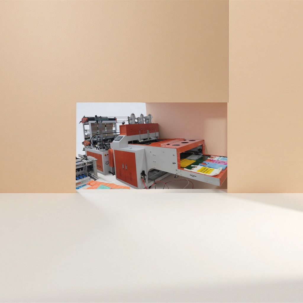 Orange and white striped plastic bag printing and packaging machine, automatic bag-making and sealing multi-functional equipment Specification image