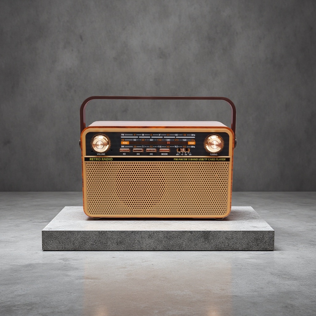 Brown wooden vintage radio, old-fashioned Bluetooth speaker, electronic tube sound effect, home decoration item Brown wooden vintage radio, old-fashioned Bluetooth speaker, electronic tube sound effect, home decoration item
