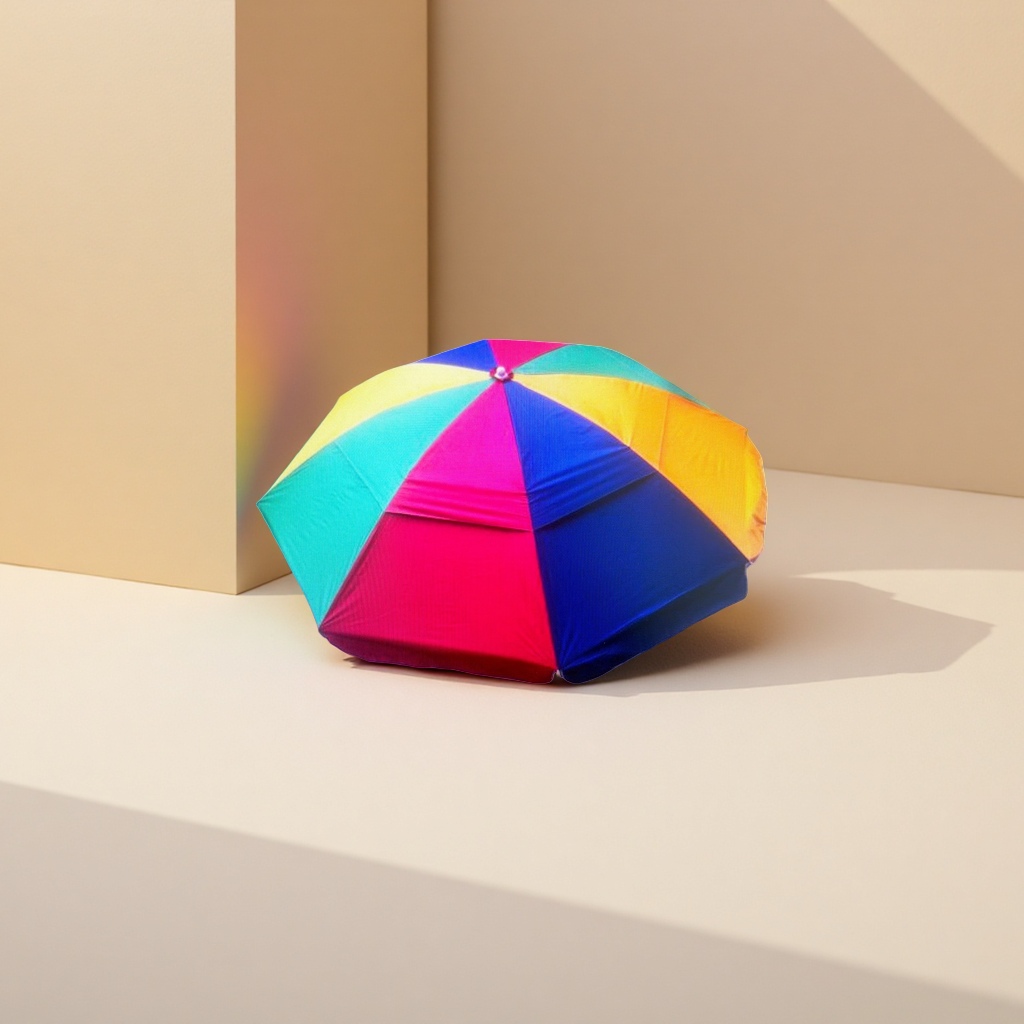 Color rayas protector solar sombrilla al aire libre portátil sol lluvia doble uso Specification image