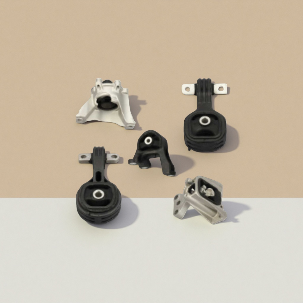 Black and silver car engine bracket combination