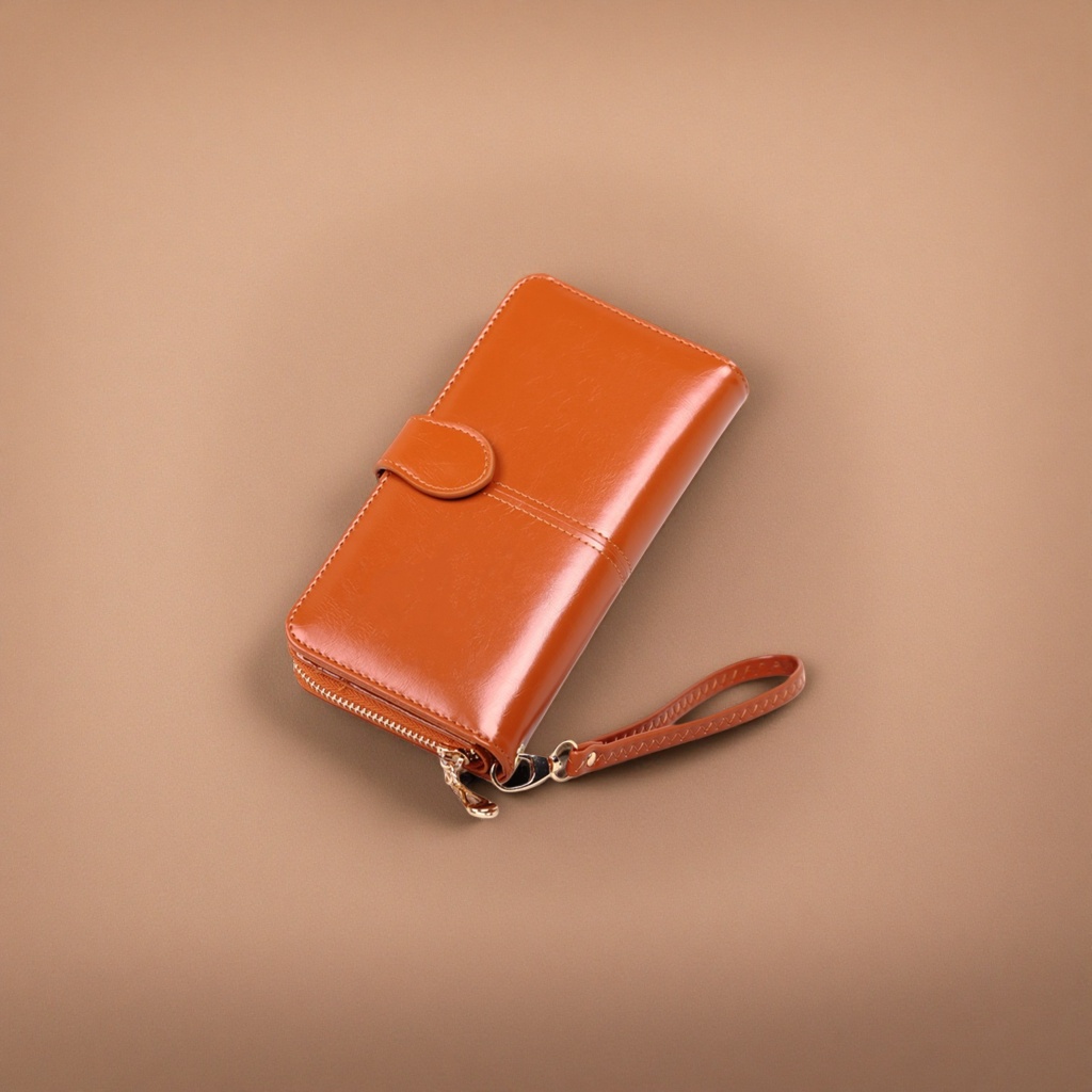 Brown genuine leather wallet, a simple business long wallet for men, made of calfskin Application Scenario