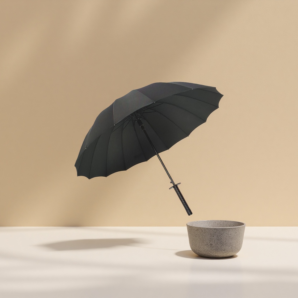 Negro 16 cuchillos de hueso paraguas a prueba de viento y protección solar sol y lluvia de doble uso portátil plegable automático abierto y cerrado Specification image