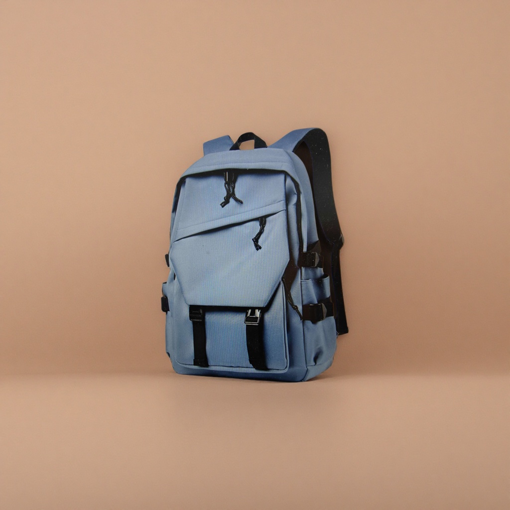 Light blue fashionable casual backpack, lightweight and large-capacity student commuting travel bag details Picture