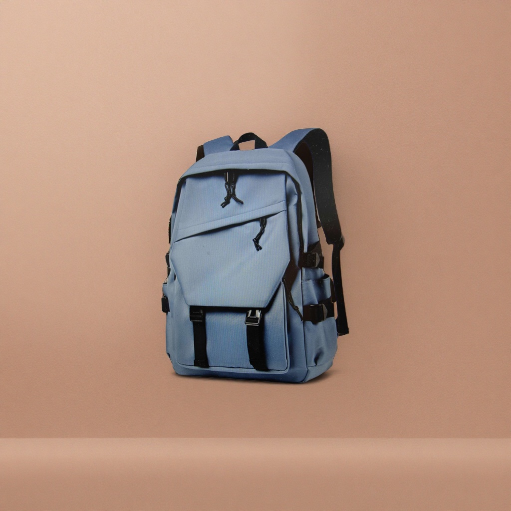 Light blue fashionable casual backpack, lightweight and large-capacity student commuting travel bag