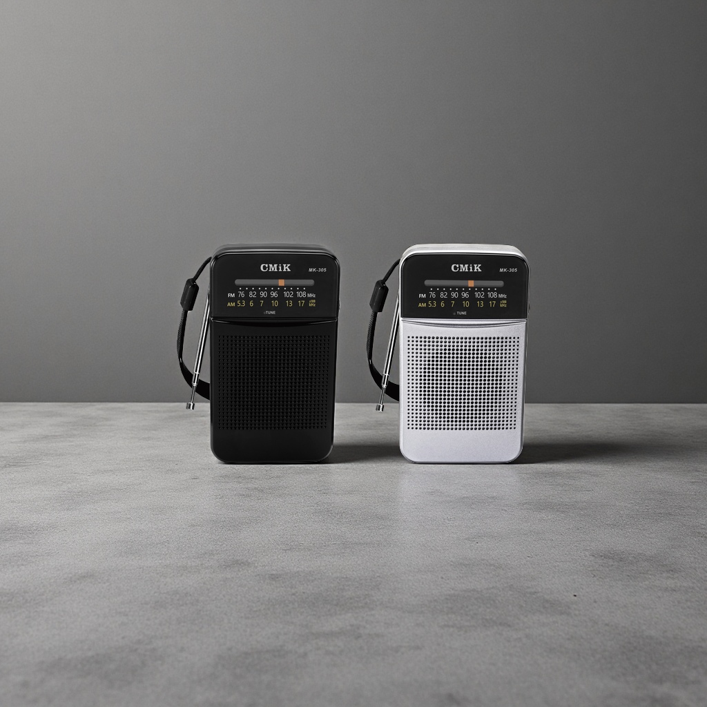 Black and silver portable radio, ultra-thin metal body, FM radio, Bluetooth speaker, rechargeable details Picture