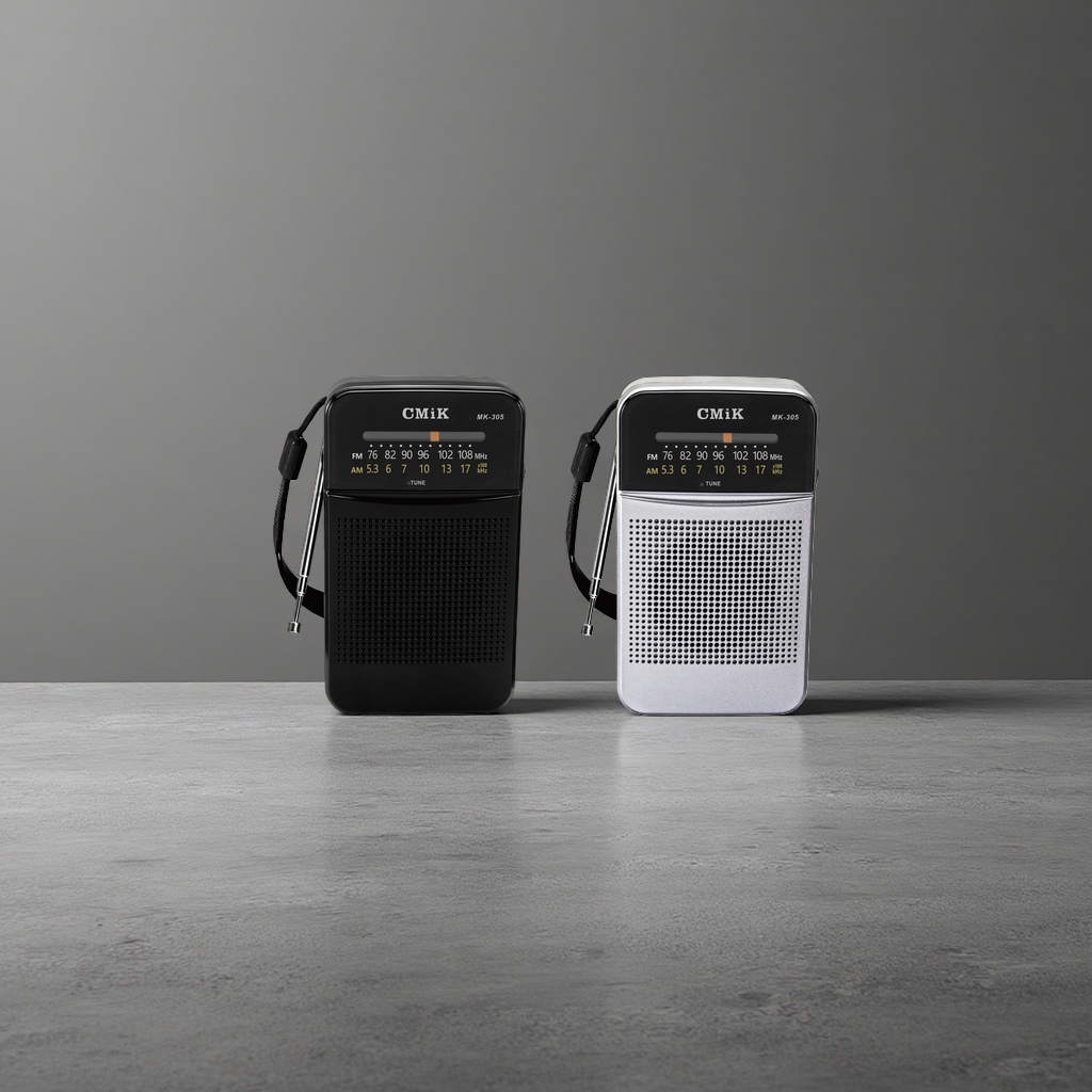Black and silver portable radio, ultra-thin metal body, FM radio, Bluetooth speaker, rechargeable Specification image