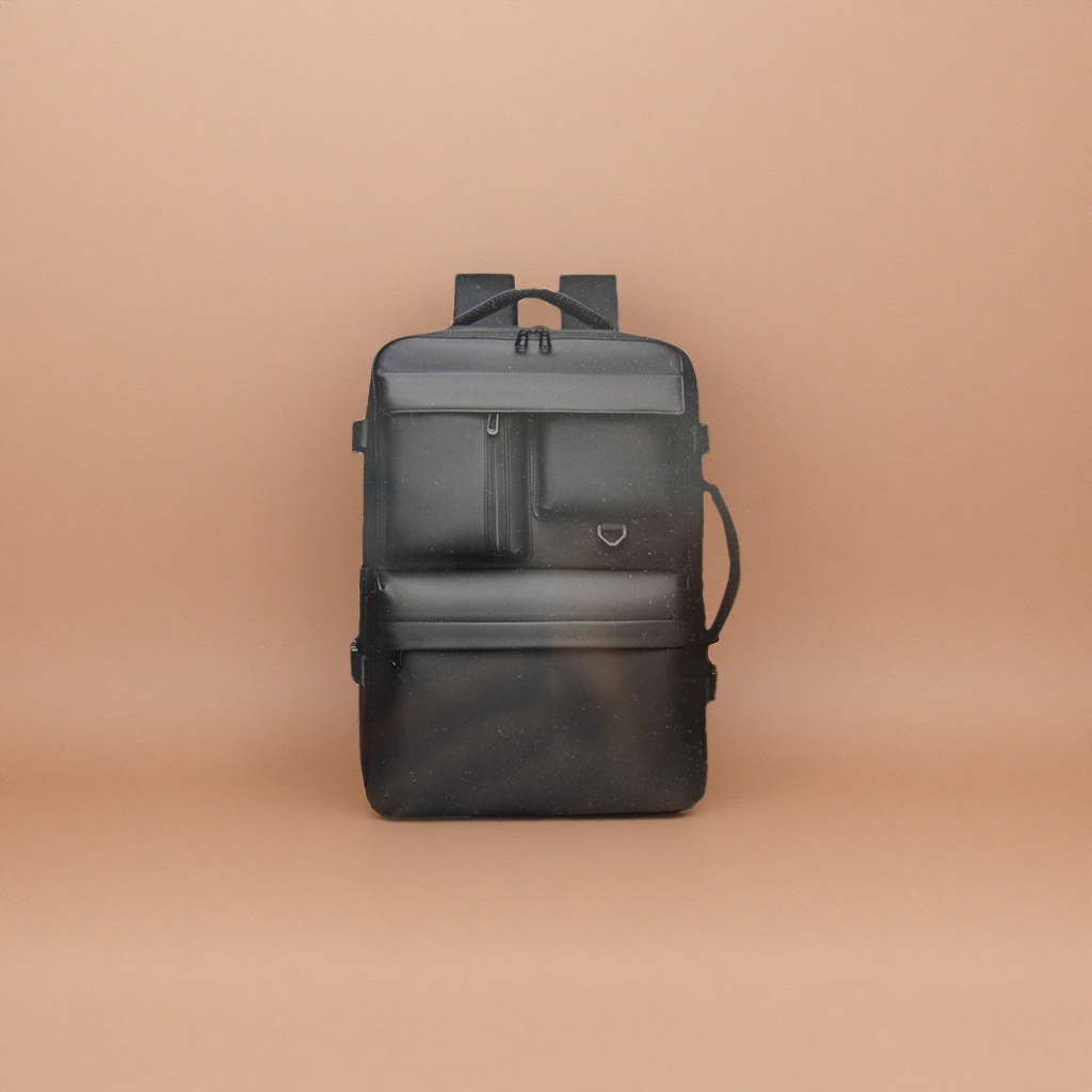 Black, simple and fashionable backpack with large capacity and light weight, a student commuting travel backpack