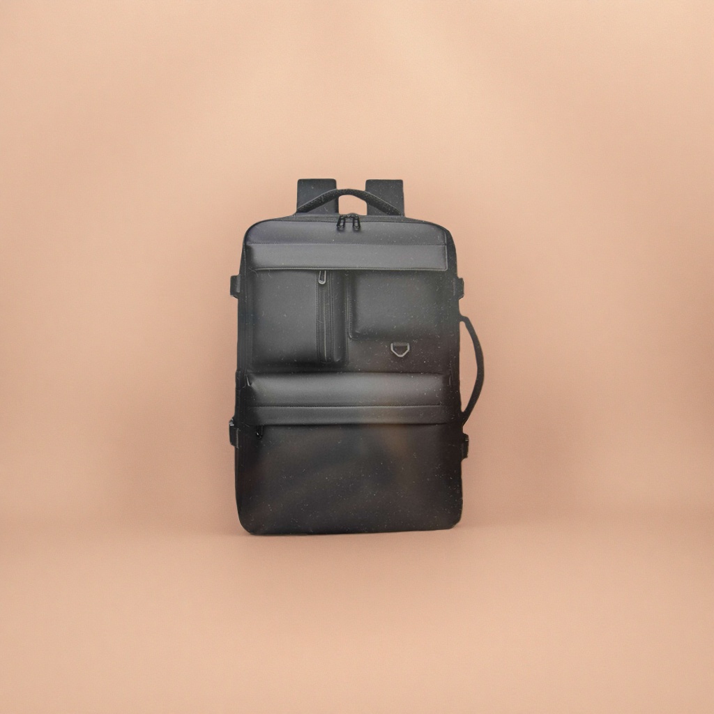 Black, simple and fashionable backpack with large capacity and light weight, a student commuting travel backpack details Picture