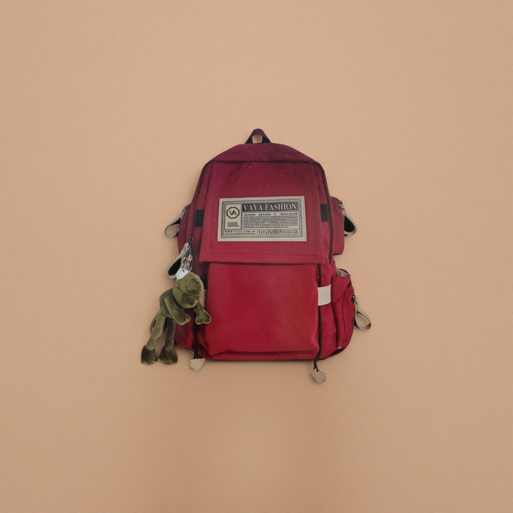 This red backpack is fashionable, lightweight and has a large capacity for student commuting and travel Specification image