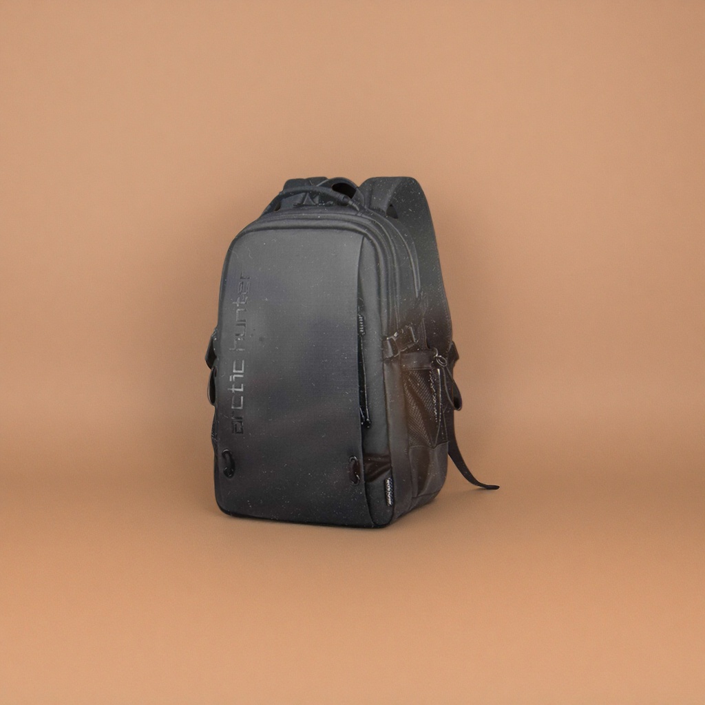 Black nylon waterproof backpack, simple for commuting, business and casual, suitable for both men and women details Picture