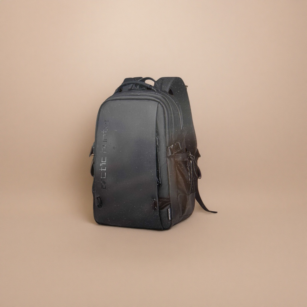 Black nylon waterproof backpack, simple for commuting, business and casual, suitable for both men and women Specification image