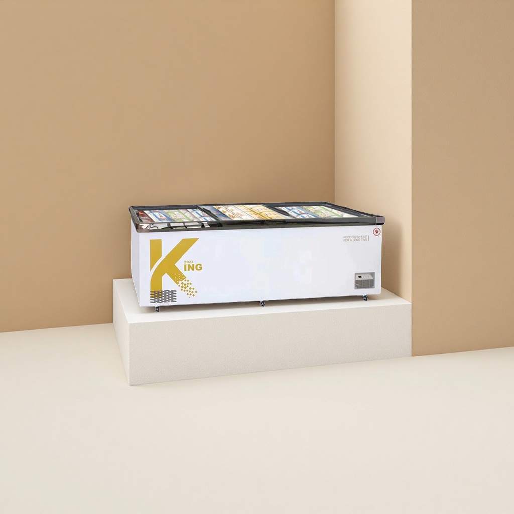 White European-style deep island freezer 208L dual-zone commercial kitchen refrigeration and freezing integrated details Picture