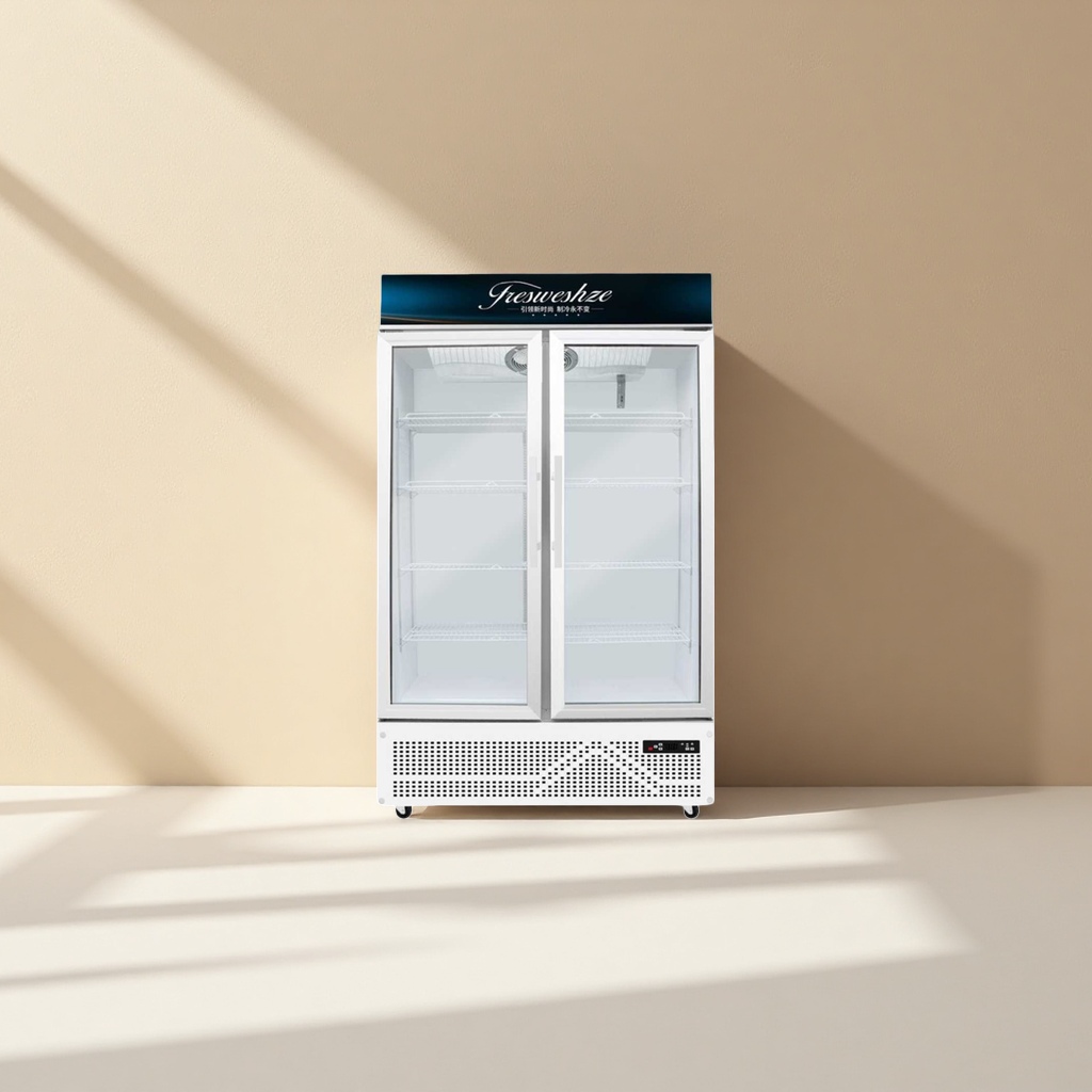 White double-door glass display cabinet, commercial refrigeration and preservation display cabinet, household kitchen freezer Application Scenario