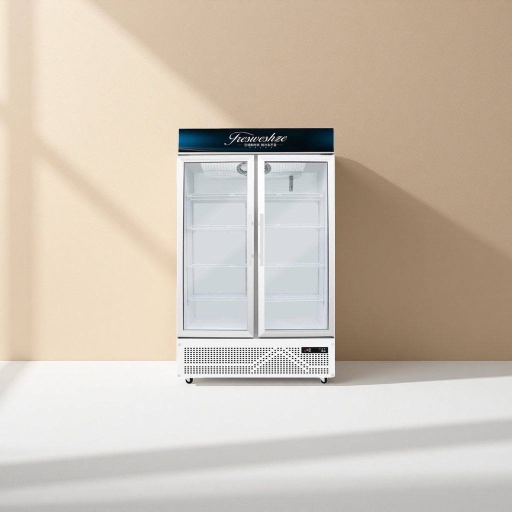 White double-door glass display cabinet, commercial refrigeration and preservation display cabinet, household kitchen freezer Specification image