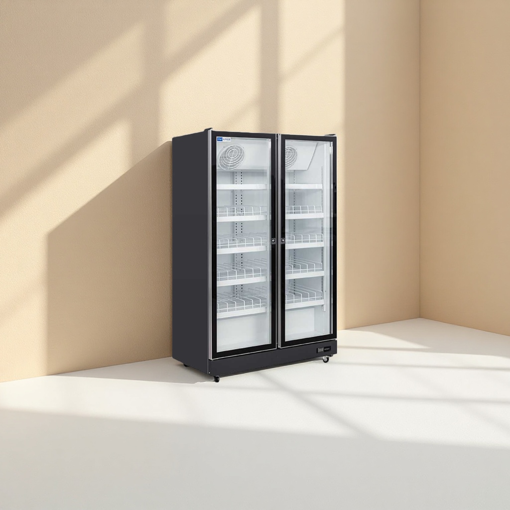 Black double-door glass display cabinet, commercial refrigeration and preservation display cabinet, household convenience store freezer Specification image