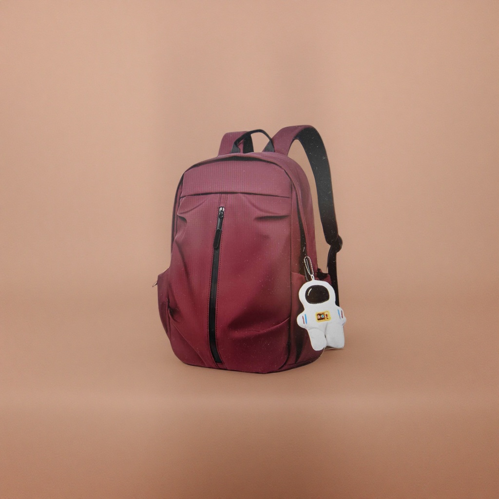 A fashionable and large-capacity student commuting and casual backpack in wine red details Picture