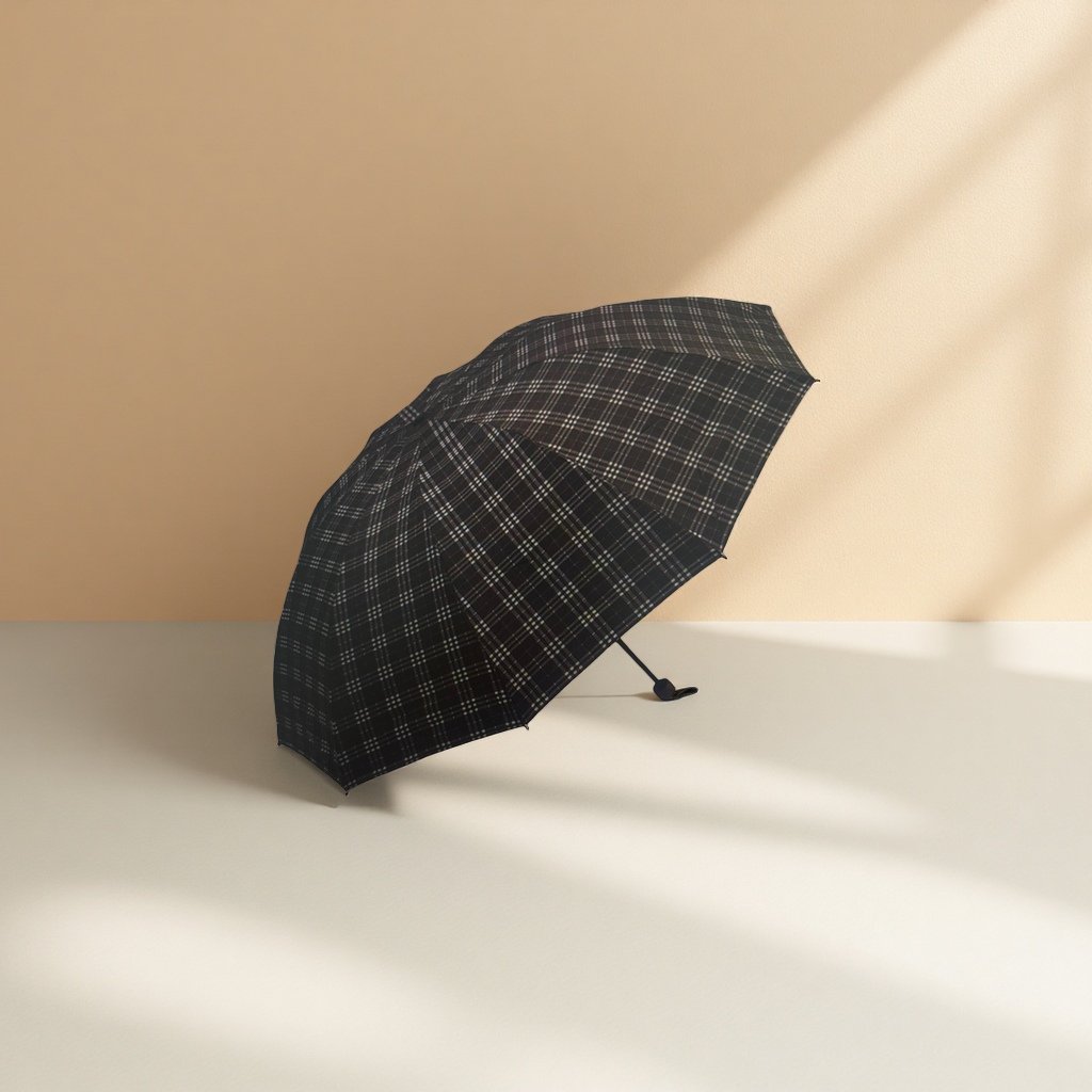黑底白格雨伞产品图