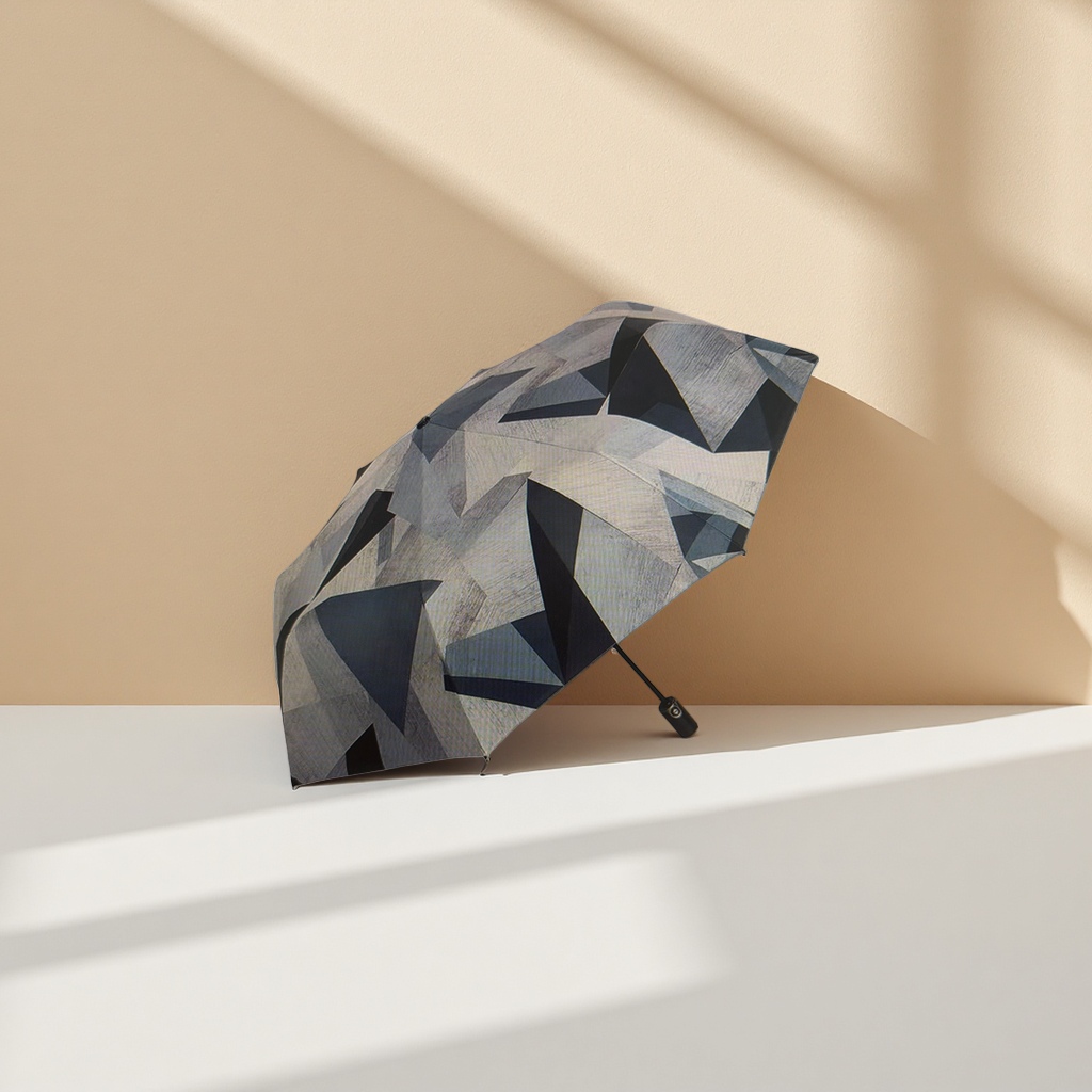 Black and white geometric pattern all-weather umbrella, waterproof and sun-proof lightweight folding umbrella Specification image