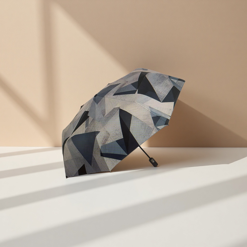 Black and white geometric pattern all-weather umbrella, waterproof and sun-proof lightweight folding umbrella Application Scenario