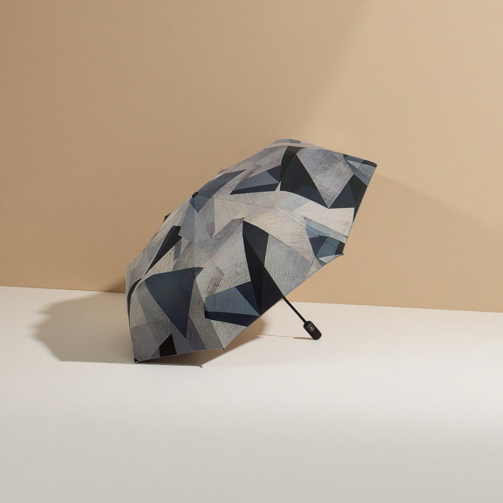 Black and white geometric pattern all-weather umbrella, waterproof and sun-proof lightweight folding umbrella details Picture