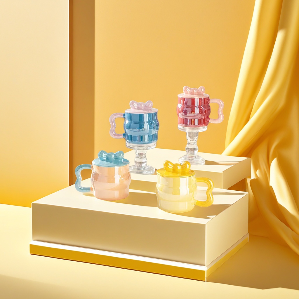 Colorful bow ceramic cups, high-temperature glazed anti-scald mugs, household and office water cups Application Scenario