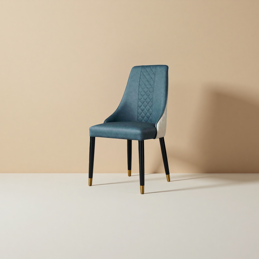 Blue diamond-patterned dining chair, a simple and modern Nordic home dining chair details Picture