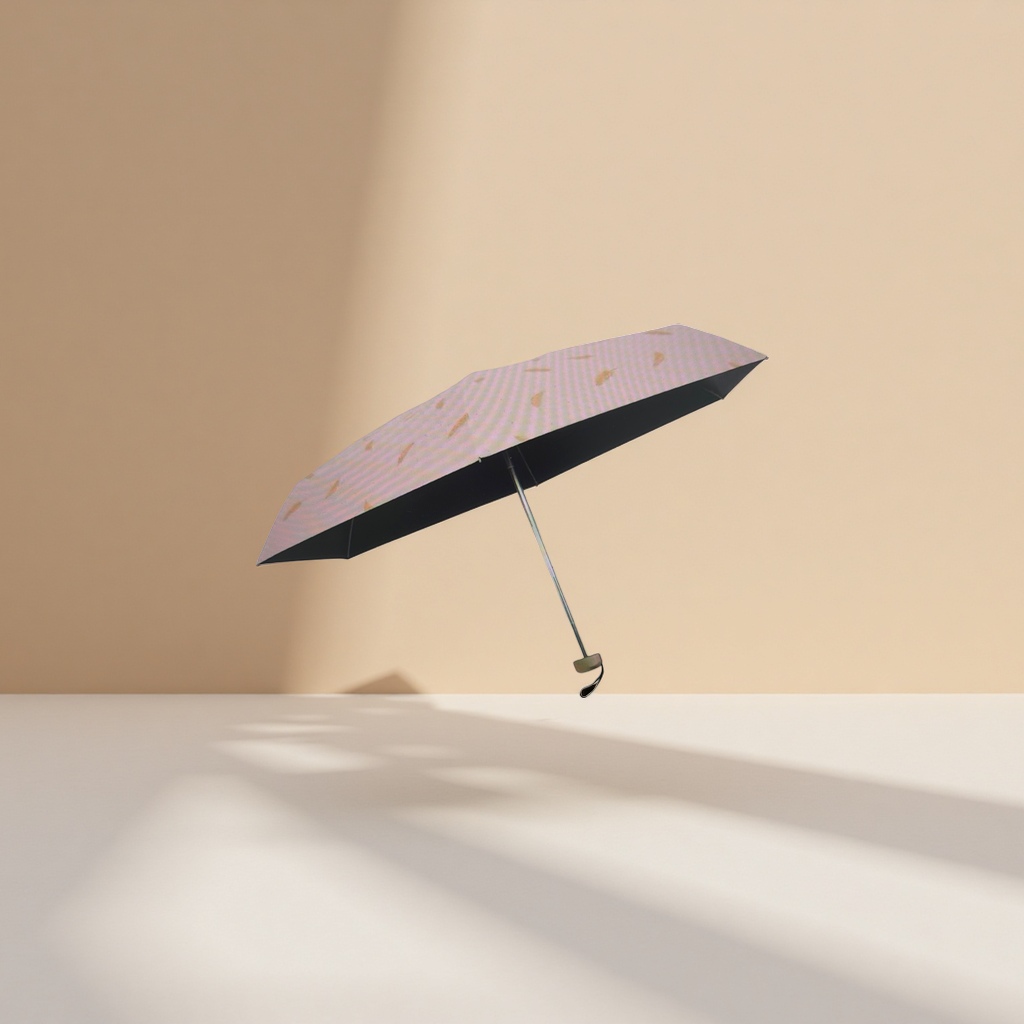 A pink umbrella with yellow patterns, suitable for both weather and rain, waterproof, sun-proof, lightweight and foldable for ladies details Picture