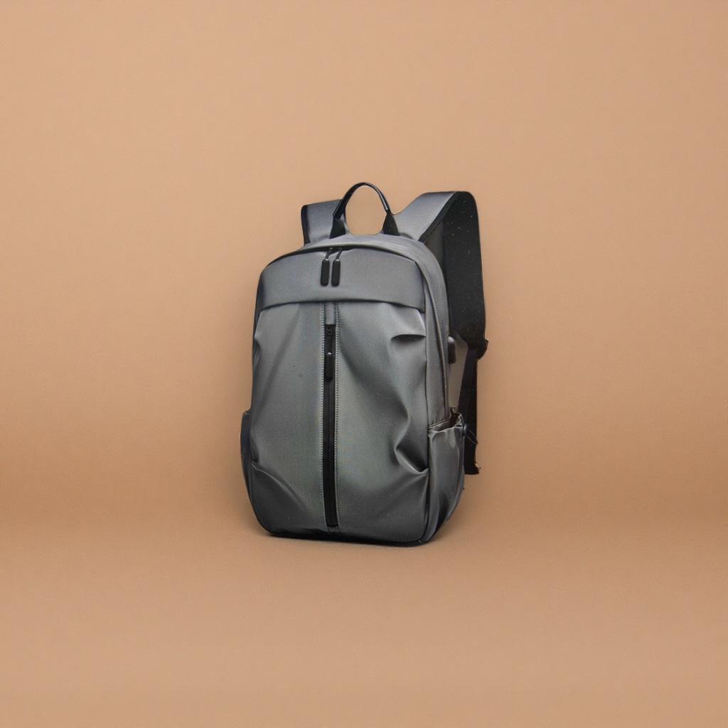 Grey backpack, nylon waterproof, simple business and casual backpack for commuting details Picture