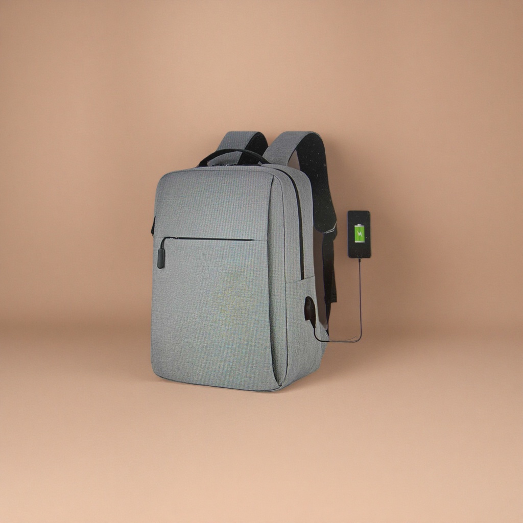 A simple and fashionable grey backpack with a large capacity for both men and women, suitable for commuting and travel Specification image