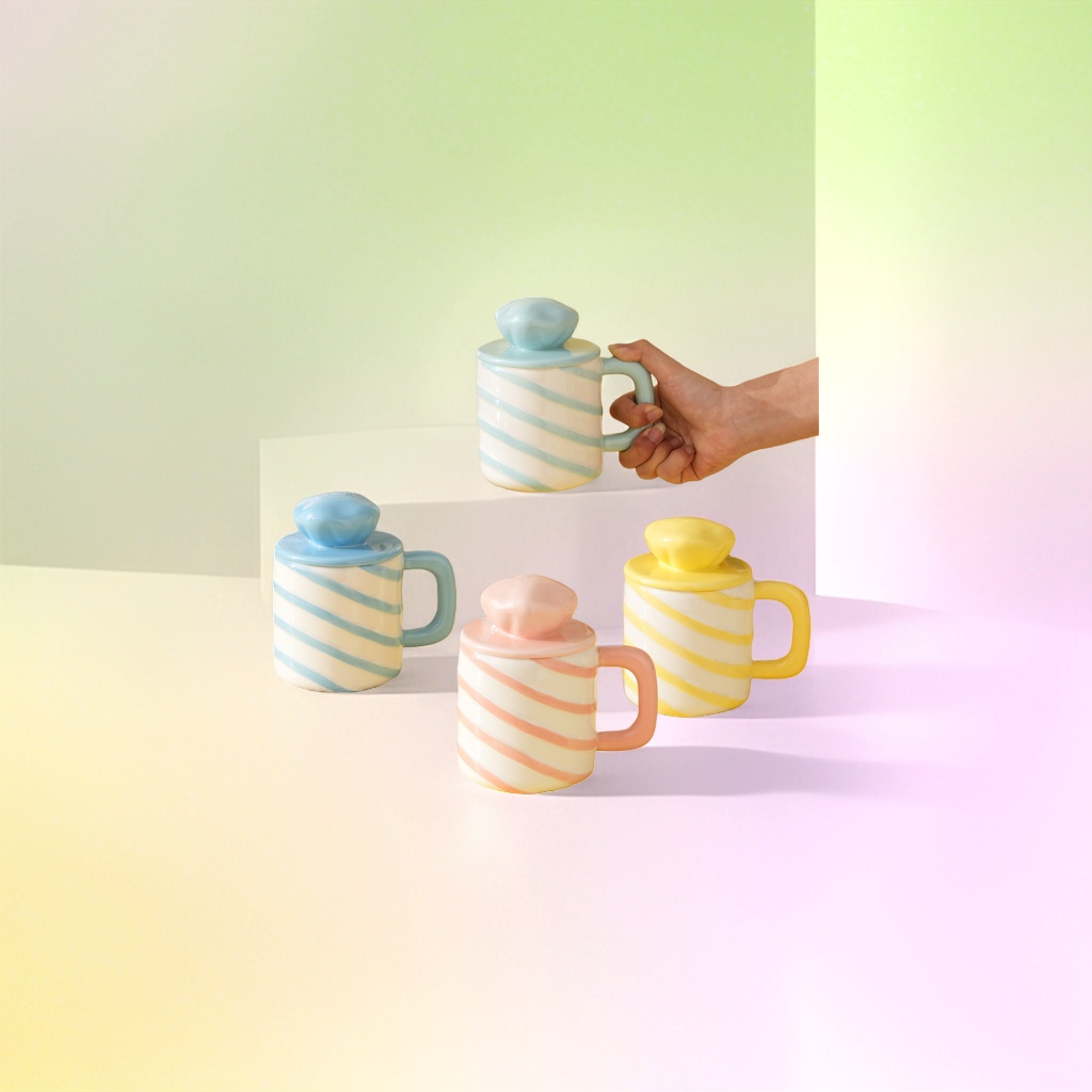 Rainbow Sweetheart Candy Cup, Ceramic Cup, Cute girlish style dessert Serving cup Application Scenario