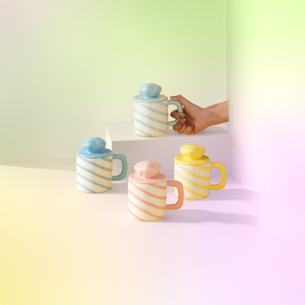 Rainbow Sweetheart Candy Cup, Ceramic Cup, Cute girlish style dessert Serving cup Specification image