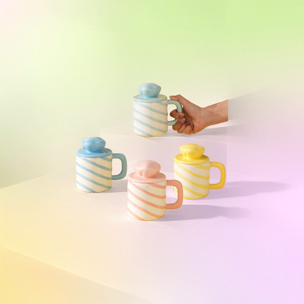 Rainbow Sweetheart Candy Cup, Ceramic Cup, Cute girlish style dessert Serving cup details Picture