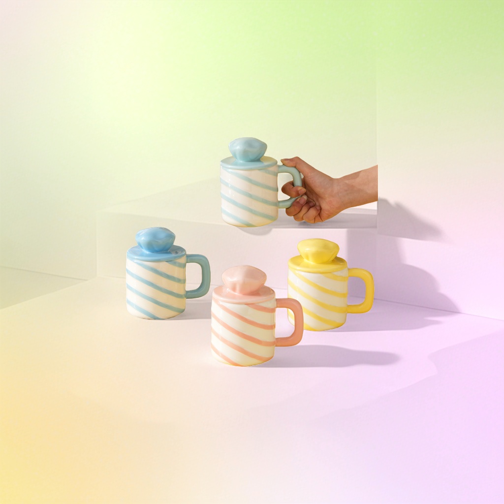 Rainbow Sweetheart Candy Cup, Ceramic Cup, Cute girlish style dessert Serving cup Rainbow Sweetheart Candy Cup, Ceramic Cup, Cute girlish style dessert Serving cup