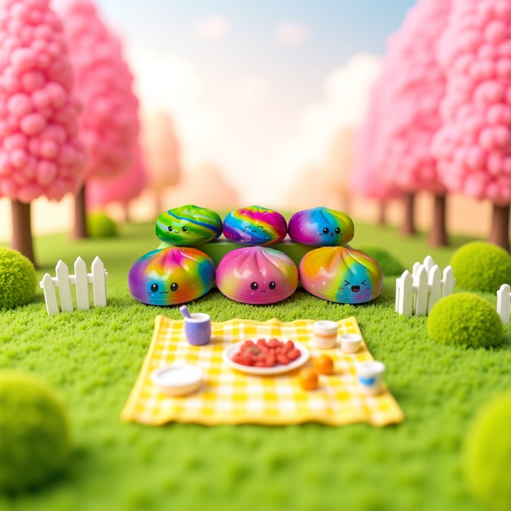 8.5cm slow-rebound steamed buns, rainbow gradient expression toys, stress-relieving and educational children's creativity Application Scenario