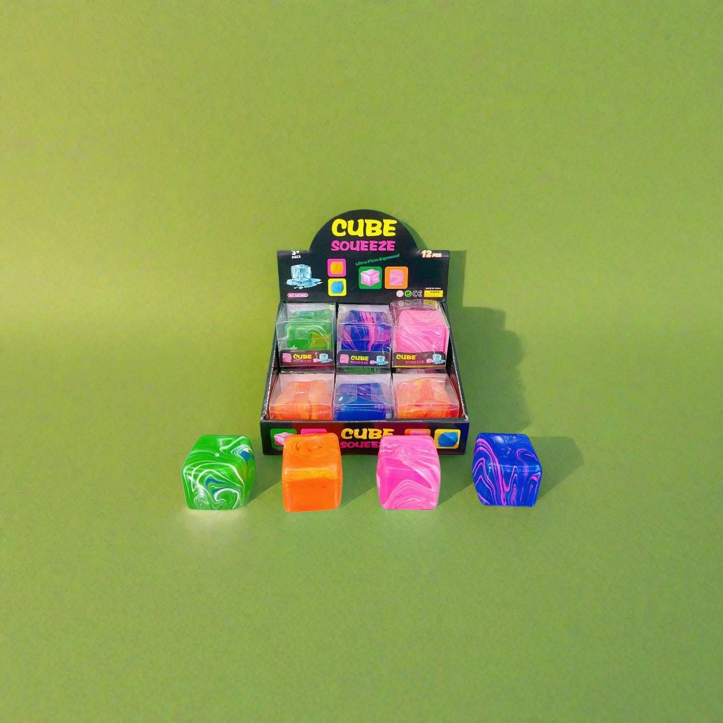Boxed maltose flow pattern 5cm square colored flow pattern ice cube children's release toy Specification image
