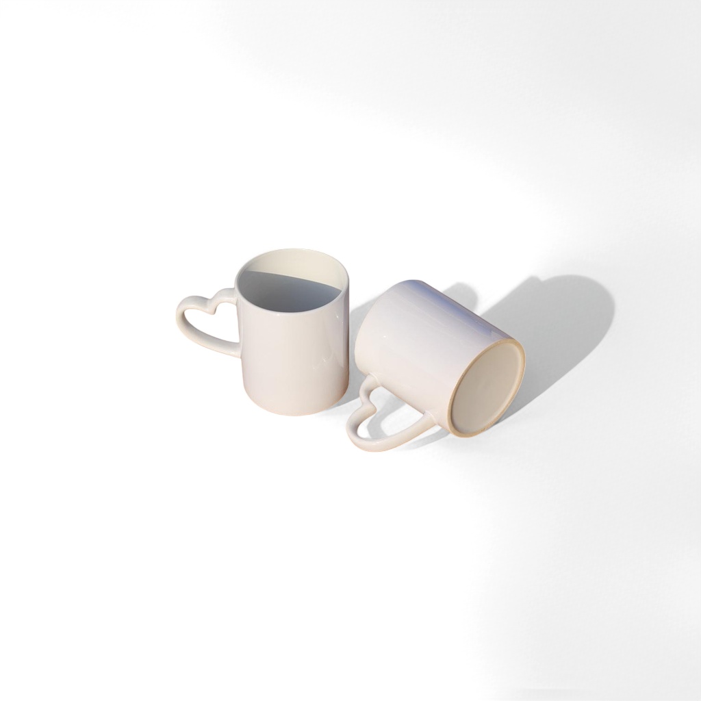 白色心形手柄马克杯陶瓷家用咖啡杯茶杯简约北欧风