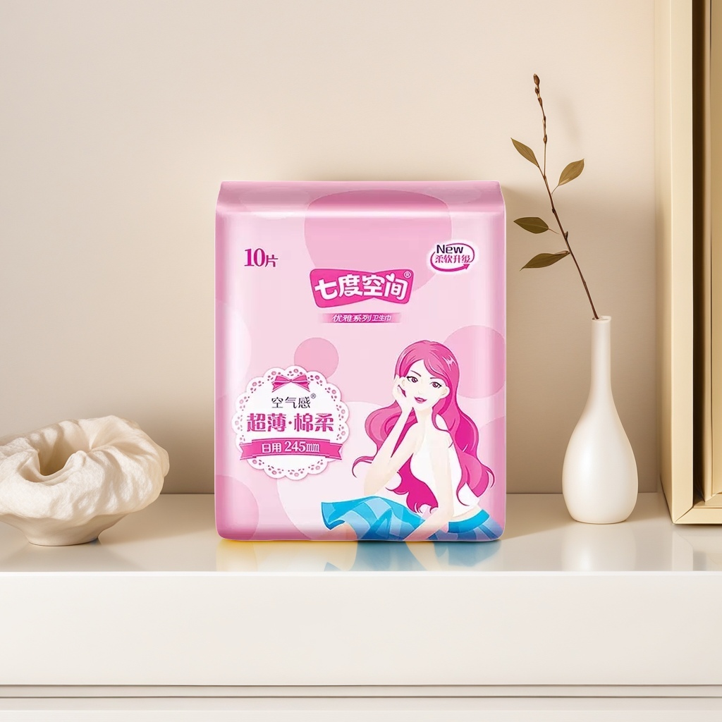 Pink packaging bag sanitary napkins, daily and night use combination set, natural cotton, soft, skin-friendly and breathable Specification image