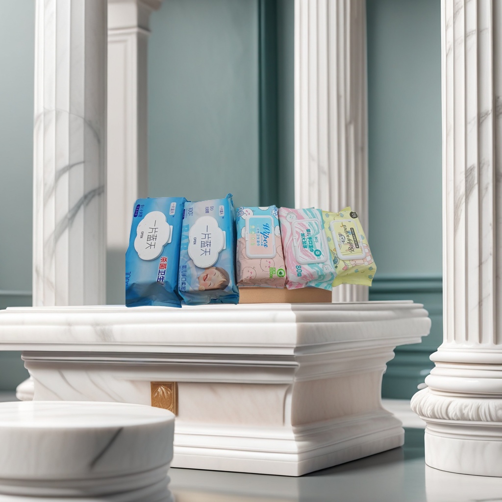 Multi-pack baby wipes, gentle, alcohol-free, portable and family sizes available Application Scenario