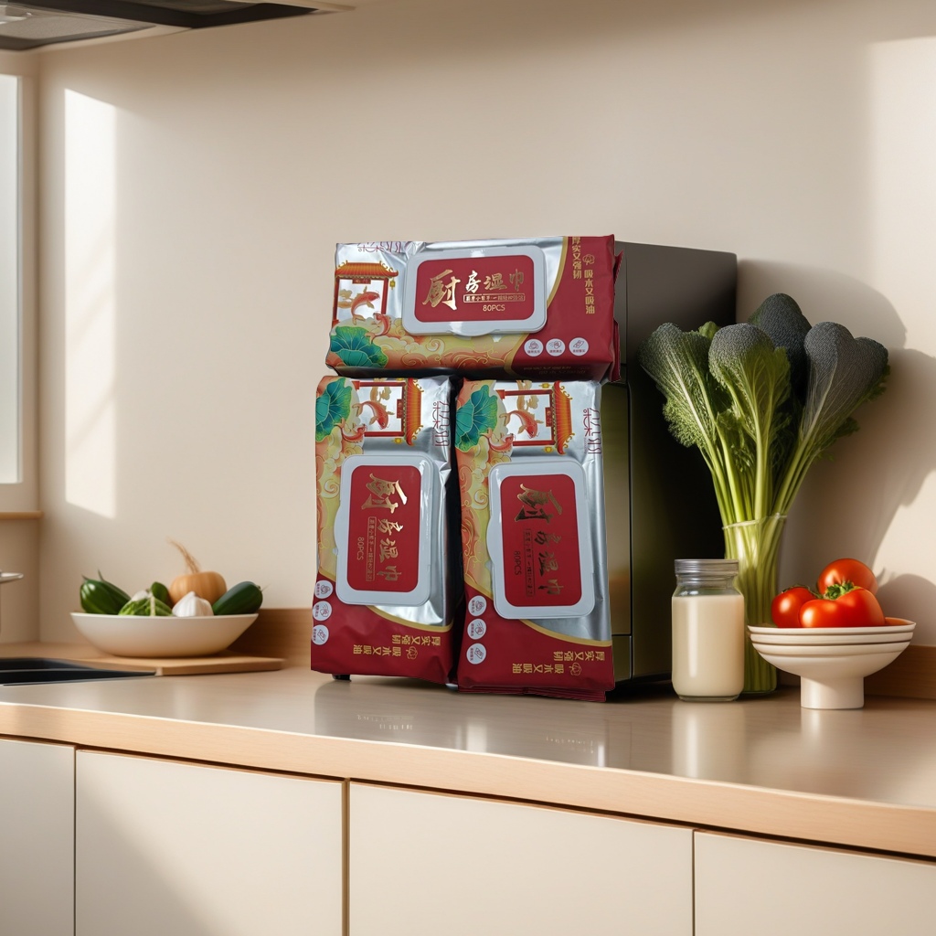 Red packaging kitchen-specific wet wipes for removing grease and cleaning household disposable wet wipes Specification image