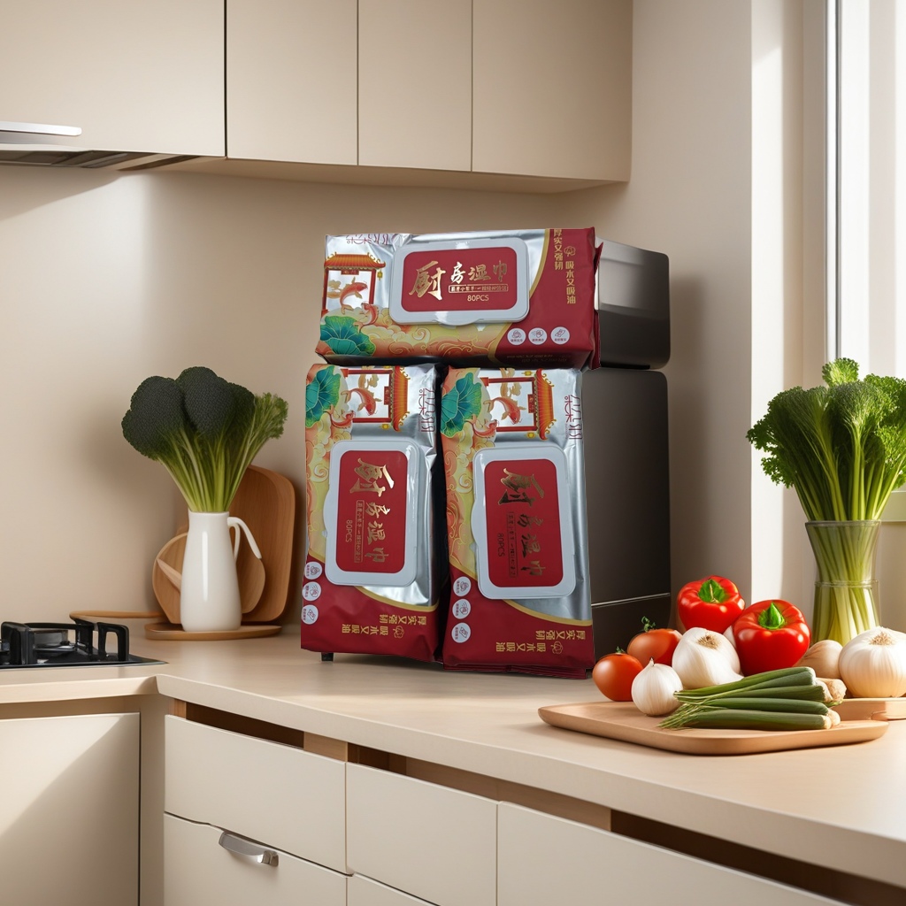 Red packaging kitchen-specific wet wipes for removing grease and cleaning household disposable wet wipes details Picture